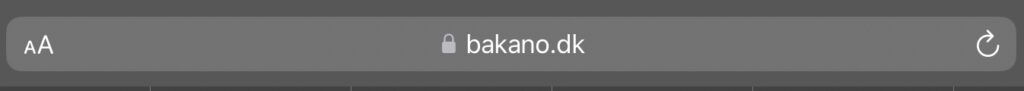 Skærmbillede af browseradresselinjen, der viser, at hjemmesiden bakano.dk er sikker med en lås-ikon